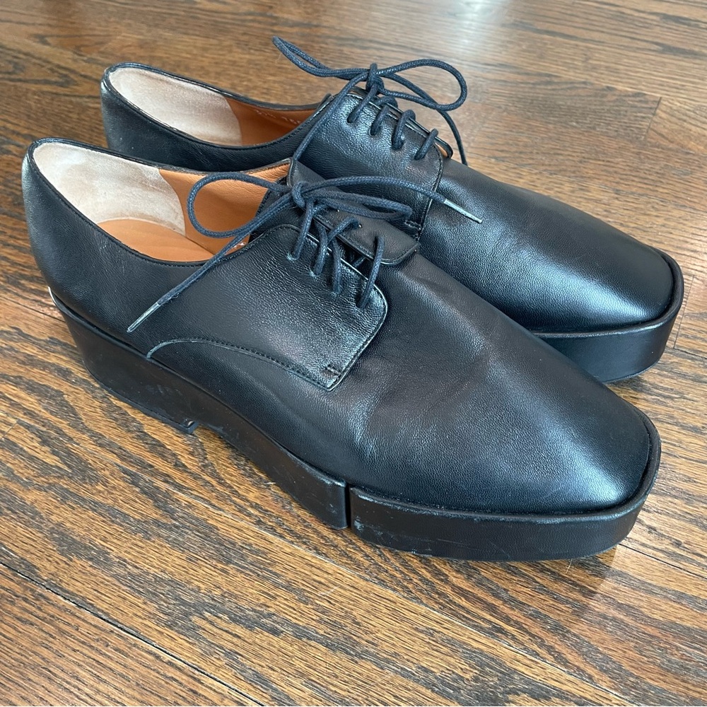 Cleregie Black Leather Split Sole Platform Loafers - image 2